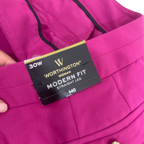 Worthington Woman Modern Fit Straight Leg Ankle Pants Size 30W Adventure Pink - Picture 2 of 14